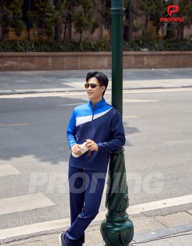 Bộ nỉ thể thao nam MDB-255 navy phối xanh bích